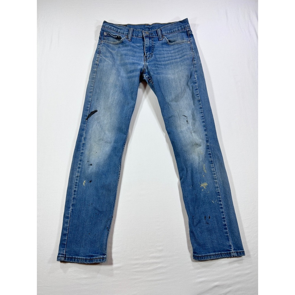 Levis 511 Slim Fit Jeans Mens 30x30 Blue Paint Splatter Distressed 04511-1025